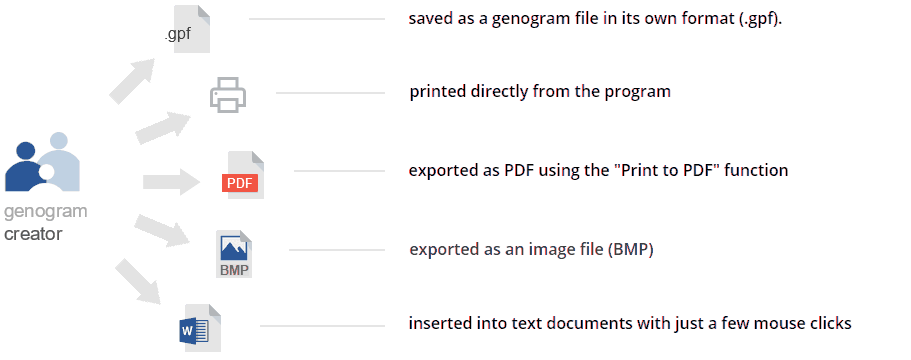 Export options in Genogram Creator